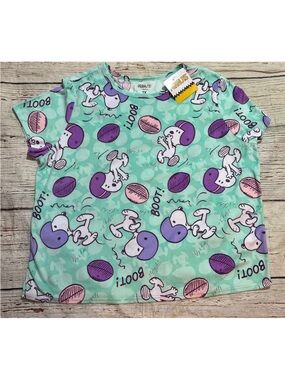 Peanuts Snoopy Graphic Sleepwear Tee- Mint & Purple Women’s Sz 1X